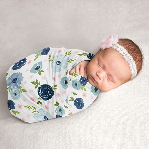 Sweet Jojo Designs Girl Swaddle Baby Blanket Watercolor Floral