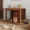 Jojoka 31.7'' Dog Crate Furniture with 360¡ã Rotating Feeder, Wooden End Table Kennel with 2 Doors, Anti-Chew Heavy Duty Indoor Cage - 3 of 4