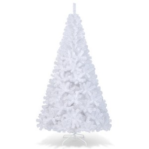 Tangkula 5/6/7/8FT Artificial White PVC Christmas Tree Outdoor w/ Metal Stand and Anti-scratching Cover - 1 of 4