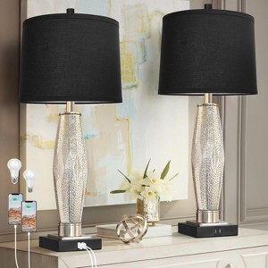 Aortzio Set of 2 Modern Glass Table Lamps,Bedside Lamp with 2USB,3-Color Temperature - 1 of 4