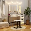 Costway Modern Vanity Desk Bedroom Vanity Set with  Mirror & Induction Lighting 6 Drawers - 2 of 4