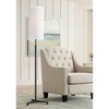 Possini Euro Design Tarrah Modern 68 1/2" Tall Standing Floor Lamp Skinny Tripod Pull Chain Brown Metal Bronze Finish Double Drum White Shade - 2 of 4