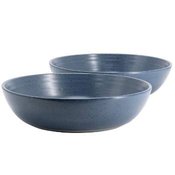 Gibson Bee and Willow Milbrook 2 Piece 10 Inch Round Stoneware Serving Bowl Set in Speckled Blue