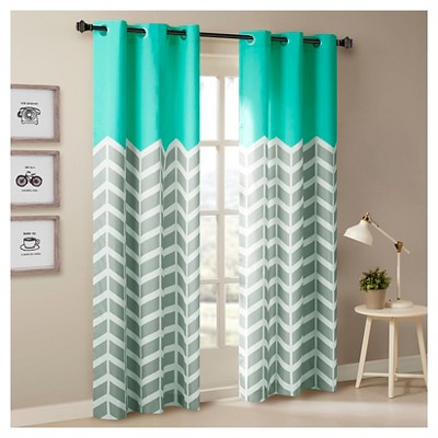 Elaine Chevron Printed Grommet Top Curtain Panel Pair