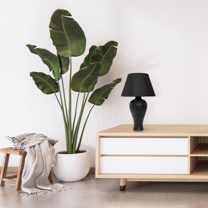 20.08" Traditional Ceramic Texture Imprint Winding Table Desk Lamp with Matching Fabric Shade - Creekwood Home - 1 of 4