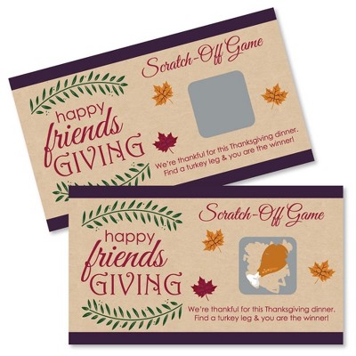 Big Dot of Happiness Friends Thanksgiving Feast - Friendsgiving Party Game Scratch Off Cards - 22 Count