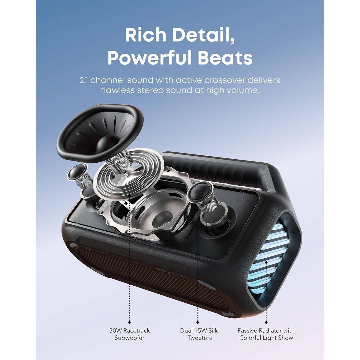 Anker Soundcore Boom 2 Portable Waterproof Bluetooth Speaker with Built-In Power Bank - Black - thumbnail 3