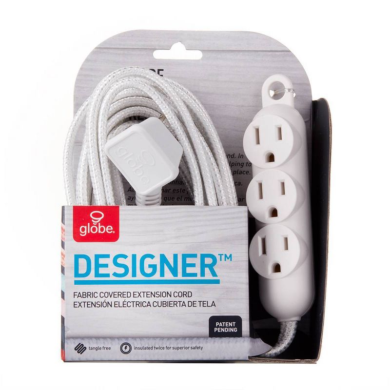 Globe Electric 12&#39; 3 Outlet Extension Cord White, 2 of 4