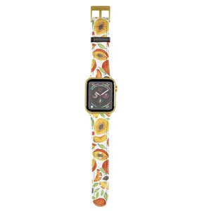 Cat Coquillette Peaches Green Leaves 42mm/44mm Gold Apple Watch Band - Society6 - 1 of 3