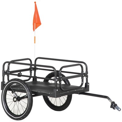 Aosom Bike Cargo Trailer Bike Wagon Bicycle Trailer with Suspension, Triple Safety Features, 16'' Wheels, 88 lbs Max Load