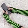 Allegra K Women's Stripe Print Knitted Fingerless Elbow Length Gloves Warmers One Size 1 Pair - 4 of 4