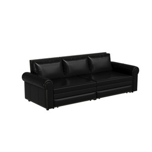 GDFStudio Mary Multi-Functional 93.7" Faux Leather Convertible King Size Sofa Bed with Nailhead Trim - 1 of 4