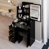 VYNXARIA 29.2" Small Size Left Bedside Cabinet Vanity Table&Cushioned Stool, Large Sliding,High Capacity Storage, Suitable for Small Space,Black - 4 of 4