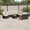 vidaXL Garden Sofa Set Black PE rattan Large Adjustable Feet - 2 of 4