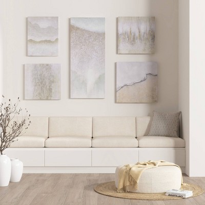 Natural Essence 5-Piece Neutral Abstract Canvas Wall Art Set