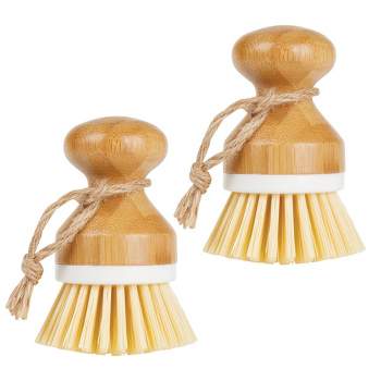 mDesign Bamboo Non-Scratch Dish Scrubber Cleaning Brush, 2 Pack