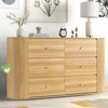 CuisinSmart 6 Drawer Wooden Dresser with 2 Curved Profile Sliding Doors, 60" Fluted Dresser Mid Century Dresser for Entryway Hallway, Oak - 3 of 4