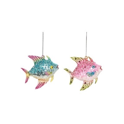 Gallerie II Glitzy Glass Fish Ornament, A/2