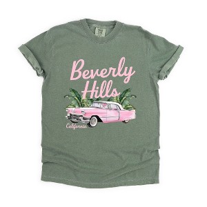 Simply Sage Market Women's Beverly Hills Retro Car Short Sleeve Garment Dyed Tee - 1 of 2