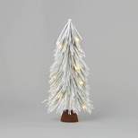 18" Pre-Lit Battery Operated LED Flocked Glitter Mini Artificial Christmas Tree White Lights - Wondershop™