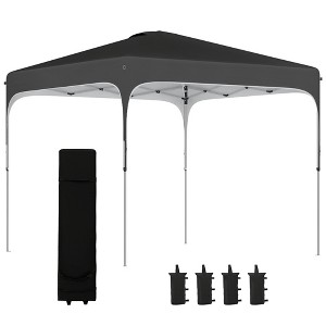 8' x 8' Pop Up Canopy Tent with Wheeled Carry Bag and 4 Sand Bags, Instant Sun Shelter, Tents for Parties, Height Adjustable, for Outdoor, Garden - 1 of 4