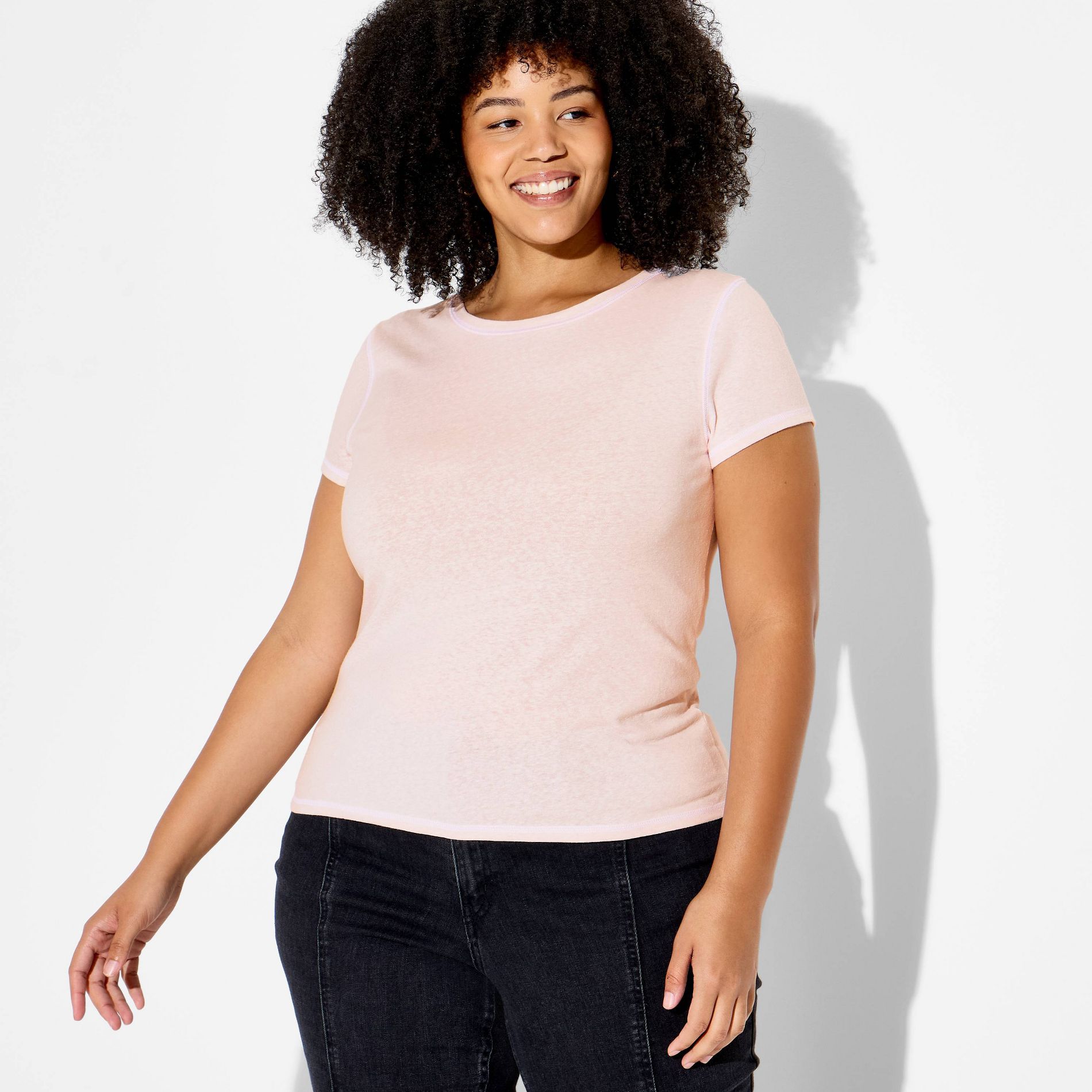 Women's Short Sleeve Crewneck Snowfall Knit T-Shirt - Wild Fable™