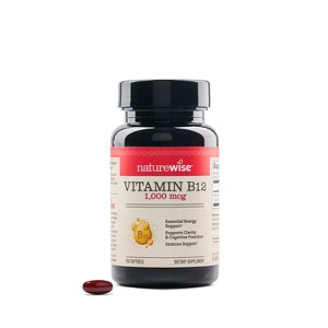 NatureWise Vitamin B12 1000 mcg - B12 Supplement for Energy & Nervous System Health - Easy-to-Swallow, Gluten-Free, Non-GMO - 1 of 4