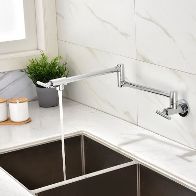 Modern Double-Handle Wall Mount Pot Filler Faucet