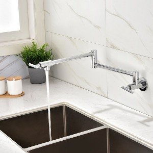Modern Double-Handle Wall Mount Pot Filler Faucet - 1 of 4