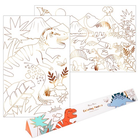 Meri Meri Dinosaur Kingdom Coloring Posters (pack Of 2) : Target