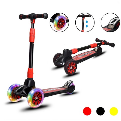 Costway Folding Aluminum 3 LED Light Up Wheel Kids Kick Scooter Adjustable Height Black