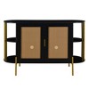 Whisen 2-Door Elegant Curved Dining Cabinet with Gold Trim and Woven Rattan Doors - 4 of 4