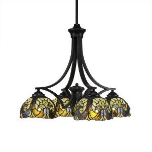Toltec Lighting Zilo 4 - Light Chandelier in  Matte Black with 7" Ivory Cypress Art Glass Shade - 1 of 1