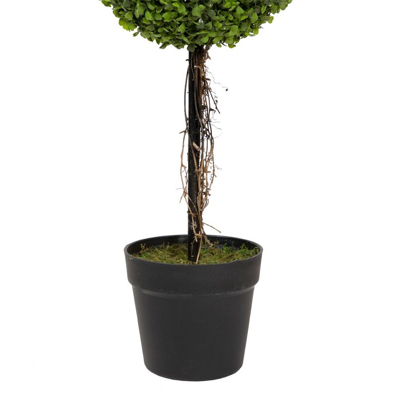 Northlight 4' Unlit Artificial Potted Two Tone Green Double Ball Boxwood Topiary Garden Tree, 4 of 6
