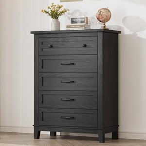 5 Drawer Dresser, 41.3" Tall Vertical Dresser with Storage Freestanding, Wooden Closet Storage Chest - 1 of 4