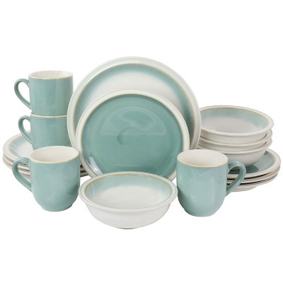 Gibson Elite Clarksville 16 Piece Round Stoneware Dinnerware Set in Blue