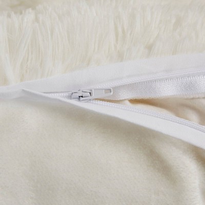 Ivory Shaggy Faux Fur Twin Duvet Cover Set