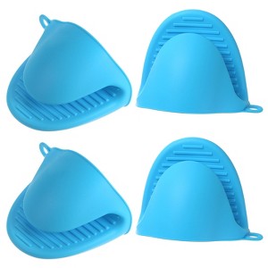 Unique Bargains Silicone Heat Resistant Anti-Slip Waterproof Oven Mitts 4 Pcs - 1 of 4