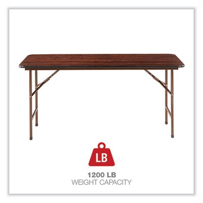 Alera Mahogany Rectangular Wood Folding Table with Steel Legs