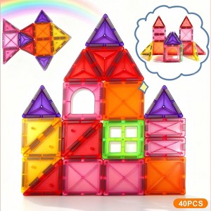 Mini Magnetic Tiles 40-Piece Travel Set, Educational Building Toys for Toddlers Ages 3+, Preschool Learning Sensory Activities - 1 of 4