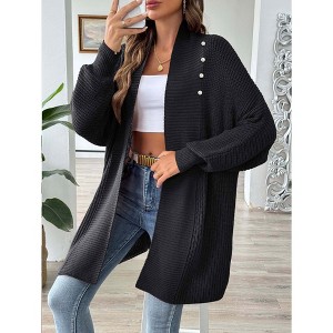 Women's Pearl Embellished Cardigan Long Sleeve Open Front Knit Sweater - 1 of 4