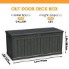 1pc 260 Gallon Deck Box, Black Resin Storage Container , Lockable Waterproof Bench for Patio & Garden Organization - Coolbibila - 4 of 4