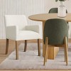 7-piece Dining Room Table Set, Oak Oval Table with 6 Linen Fabric Dining Chair and 2 Captain's Chair with Solid Wood Legs, Dining Room- Maison Boucle - 2 of 4
