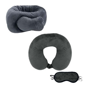 Pursonic Travel Comfort & Relief Bundle – Memory Foam Travel Pillow with Sleep Mask + Portable Neck & Shoulder Adjustable Massaging Wrap - 1 of 3
