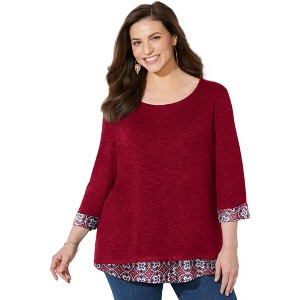 Catherines Women's Plus Size Petite Impossibly Soft Duet Tunic - 1 of 4