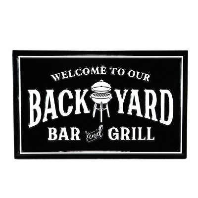 VIP Metal 16 in. Black "Backyard Bar and Grill" Space Sign