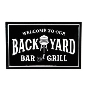 VIP Metal 16 in. Black "Backyard Bar and Grill" Space Sign - 1 of 2