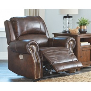 Buncrana Power Recliner with Adjustable Headrest Chocolate Brown - Signature Design by Ashley