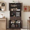 Kitchen Pantry Cabinet,70" Tall Pantry Storage Cabinet with Countertop for Dining Room - 2 of 4