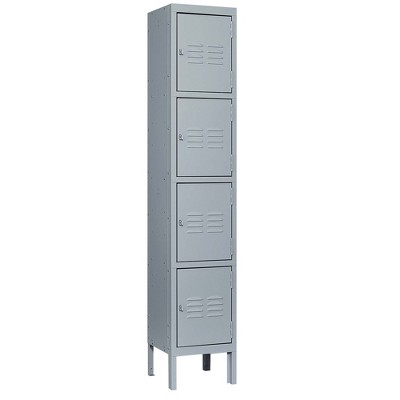 VYNXARIA 4-Door 66"H Metal Locker with Lock - Employee Storage Cabinet for Home Gym, Office, School & Garage, Gray